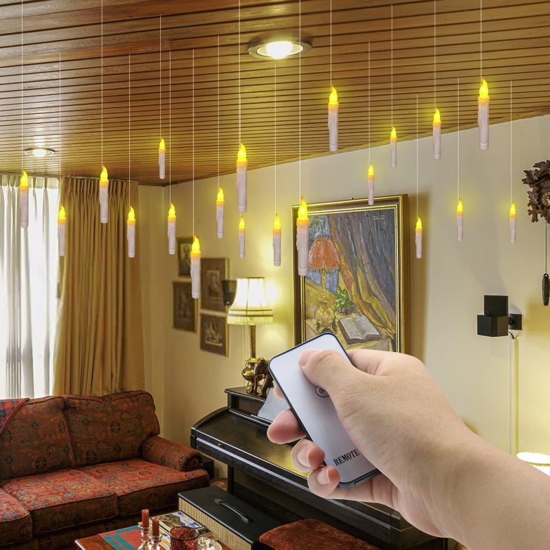 PChero 6pcs LED Taper Candles with Remote Control, Battery Operated Flameless Flickering Floating Candlesticks, Dripless Handheld Tapered Candles for Home Party Classroom Church Decorations - Image 2